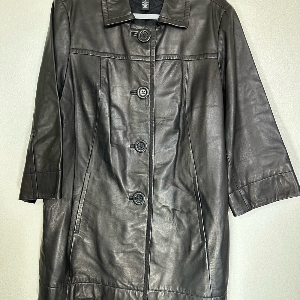 INC International Concepts Black Leather Jacket Classic Design